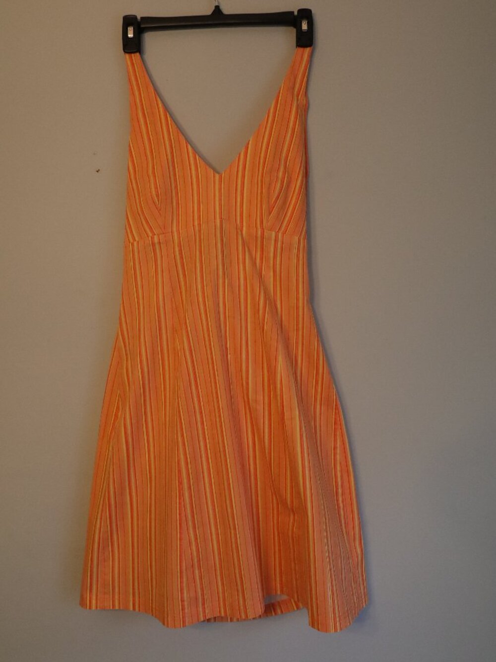 Angie Orange and Yellow Striped Halter Dress Size M